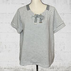 Tommy Hilfiger Nautical Tie Short Sleeve Top Size Large Coastal